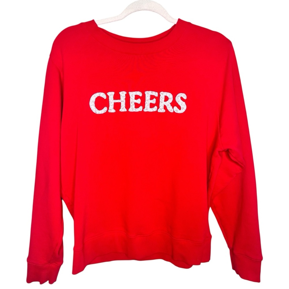 Lilly Pulitzer Ballard Sweatshirt SZ Medium Red Cheers Pearl Beading - Picture 11 of 16
